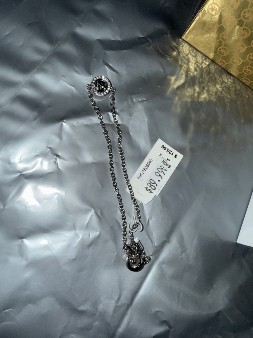 Michael Kors Silver-Tone Logo Bracelet and Crystal Halo Stud Earrings - Picture 3 of 4